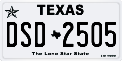 TX license plate DSD2505