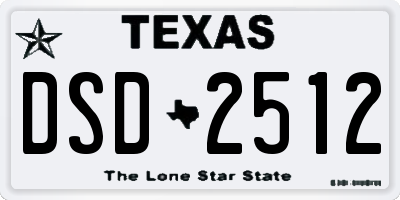 TX license plate DSD2512