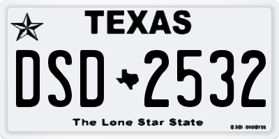 TX license plate DSD2532