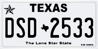TX license plate DSD2533