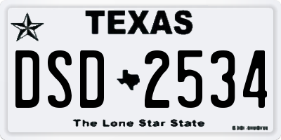 TX license plate DSD2534