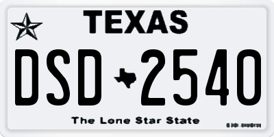 TX license plate DSD2540