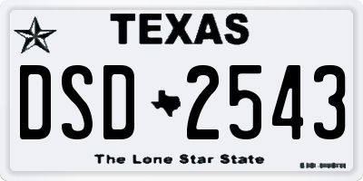 TX license plate DSD2543