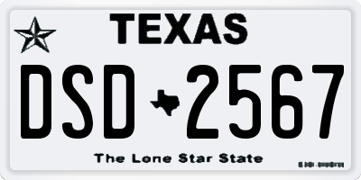 TX license plate DSD2567