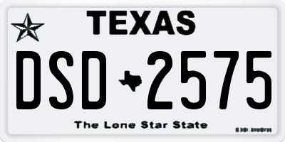 TX license plate DSD2575