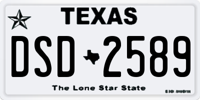 TX license plate DSD2589