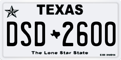 TX license plate DSD2600