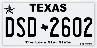 TX license plate DSD2602