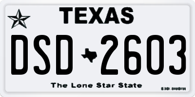 TX license plate DSD2603