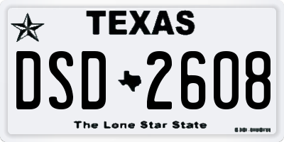 TX license plate DSD2608