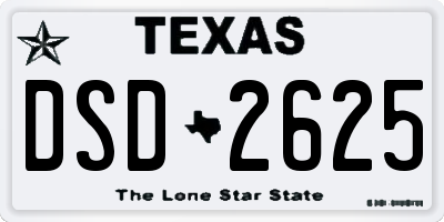 TX license plate DSD2625