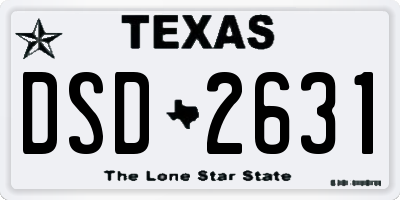 TX license plate DSD2631