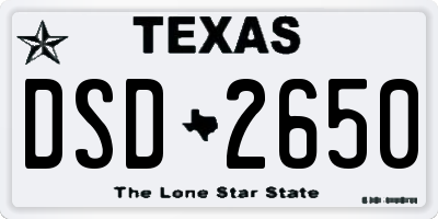 TX license plate DSD2650