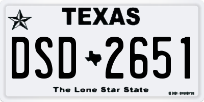 TX license plate DSD2651