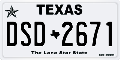 TX license plate DSD2671