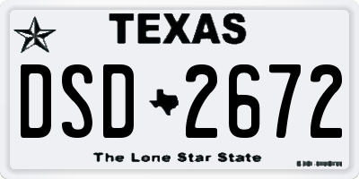 TX license plate DSD2672