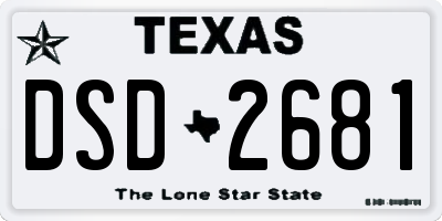 TX license plate DSD2681