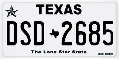 TX license plate DSD2685