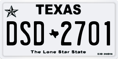TX license plate DSD2701
