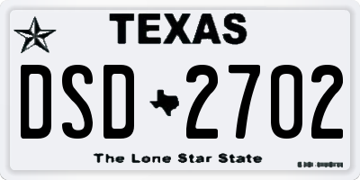 TX license plate DSD2702