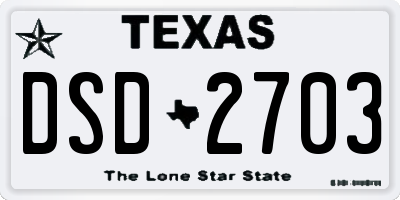 TX license plate DSD2703