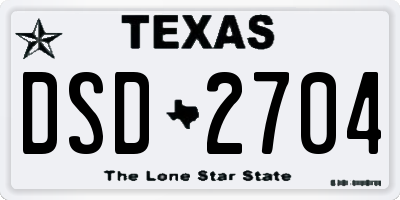 TX license plate DSD2704