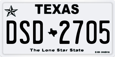 TX license plate DSD2705