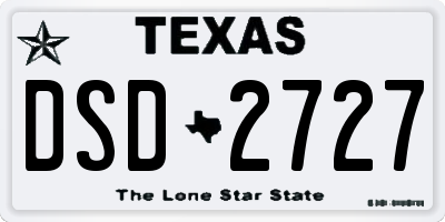 TX license plate DSD2727