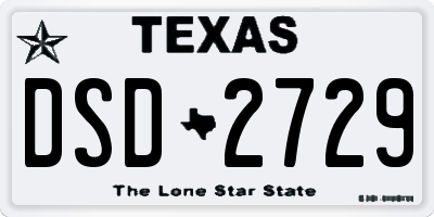 TX license plate DSD2729