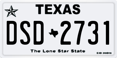 TX license plate DSD2731