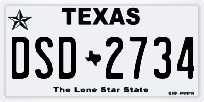 TX license plate DSD2734