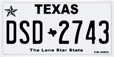 TX license plate DSD2743