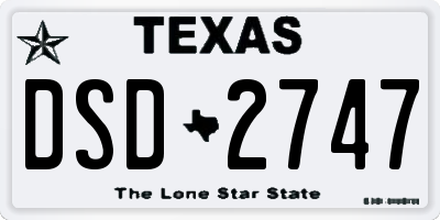 TX license plate DSD2747