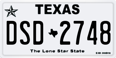 TX license plate DSD2748