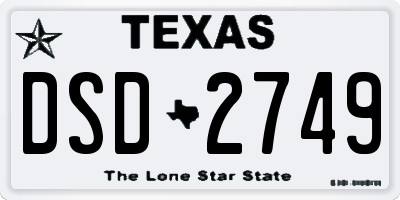 TX license plate DSD2749