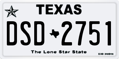 TX license plate DSD2751