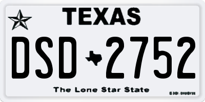 TX license plate DSD2752