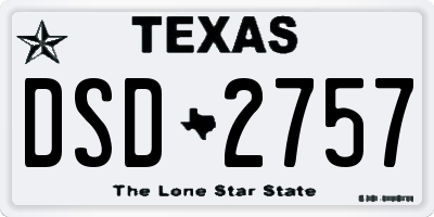 TX license plate DSD2757
