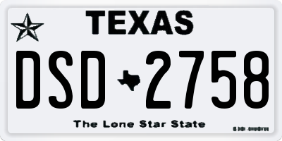 TX license plate DSD2758