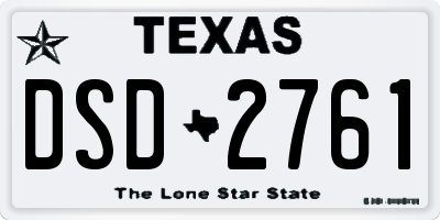 TX license plate DSD2761