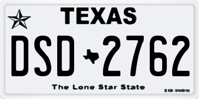 TX license plate DSD2762