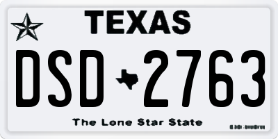 TX license plate DSD2763