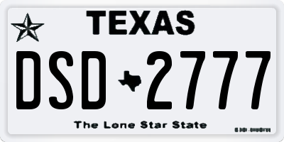 TX license plate DSD2777