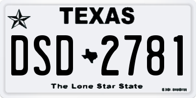TX license plate DSD2781