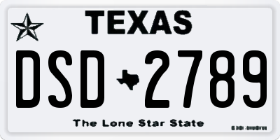 TX license plate DSD2789