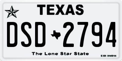 TX license plate DSD2794