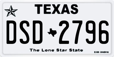 TX license plate DSD2796