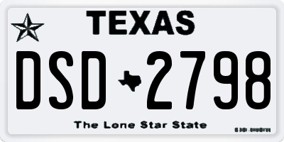 TX license plate DSD2798
