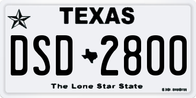 TX license plate DSD2800