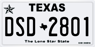 TX license plate DSD2801